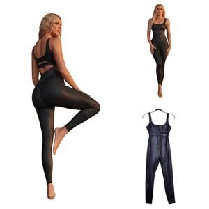 NWOT Flabletics Khloe Kardashian Motion 365 Shine Jumpsuit Size XS Black